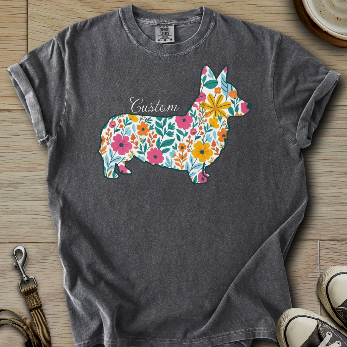 Personalized Name dog silhouette - Corgi T-Shirt