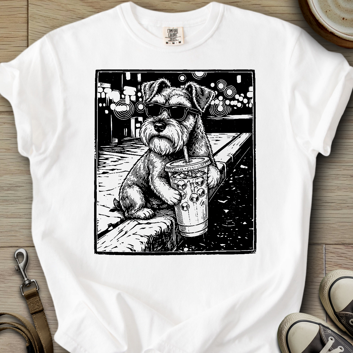 Cool Schnauzer drinking  T-Shirt