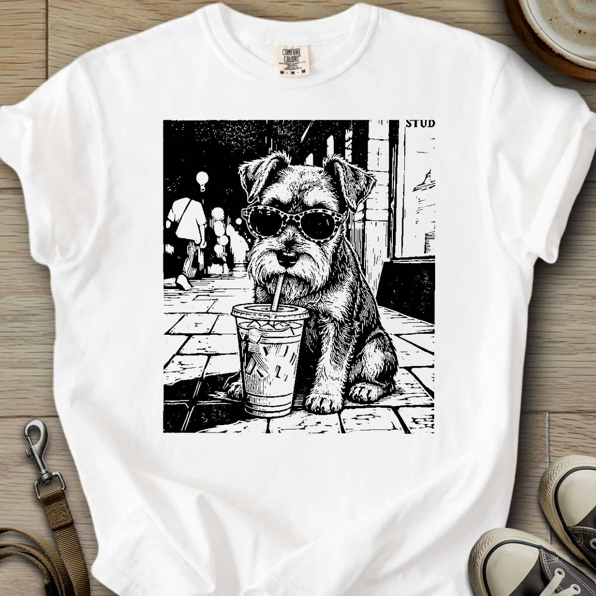Cool Schnauzer drinking  T-Shirt