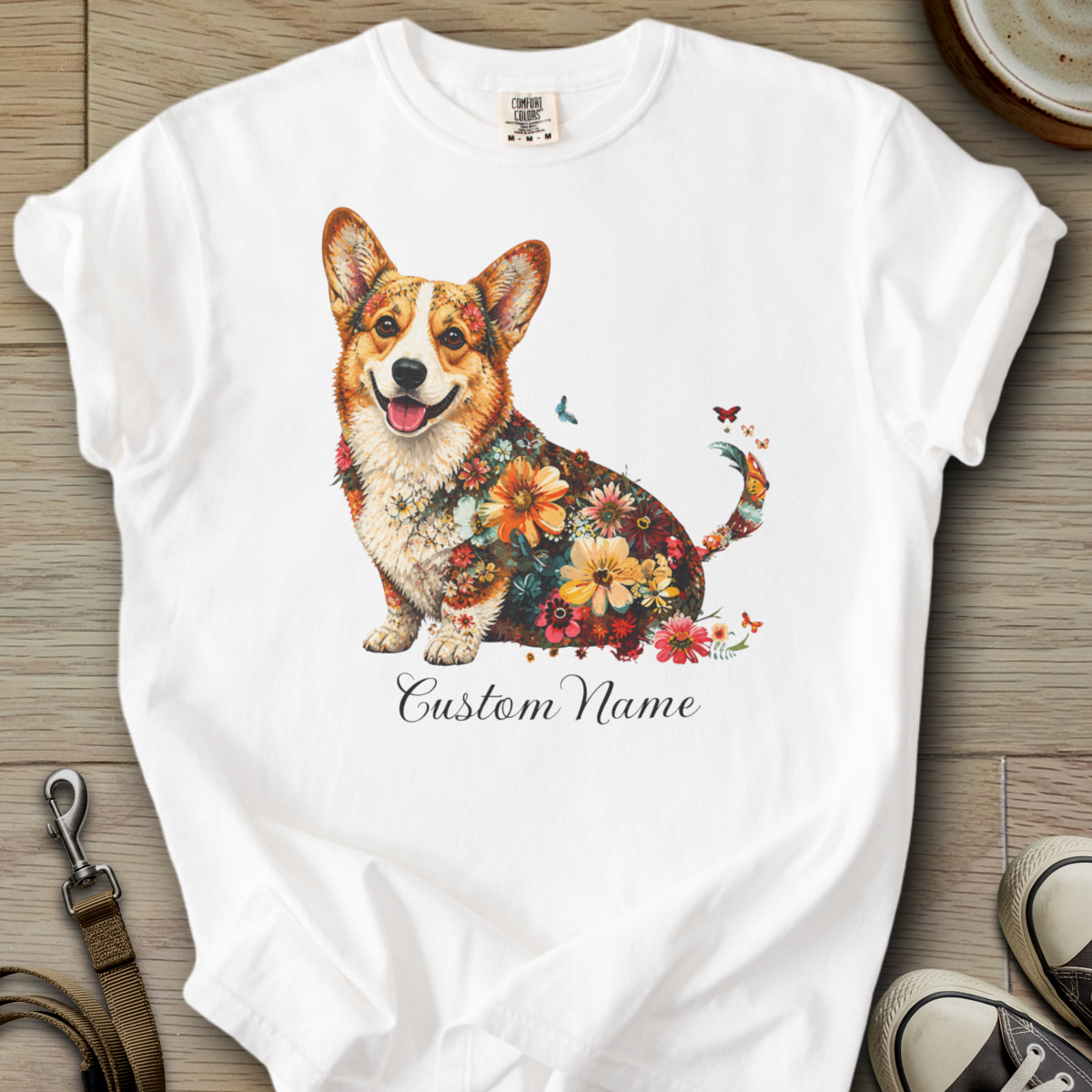 Custom Name dog silhouette - Corgi T-Shirt