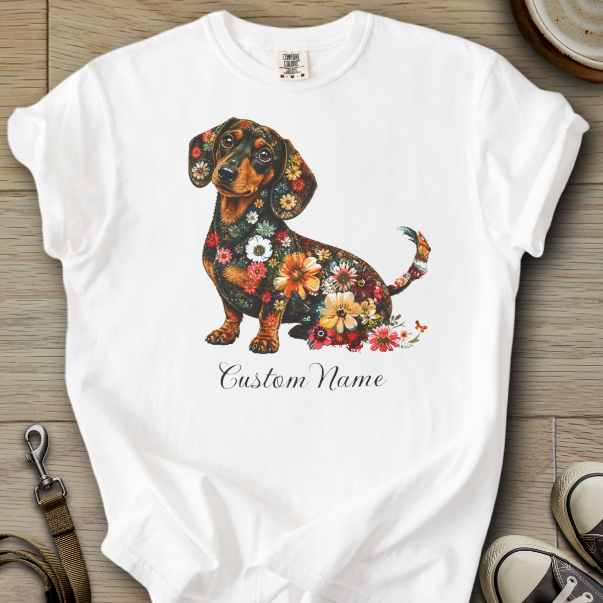 Custom Name dog silhouette - Doxie T-Shirt