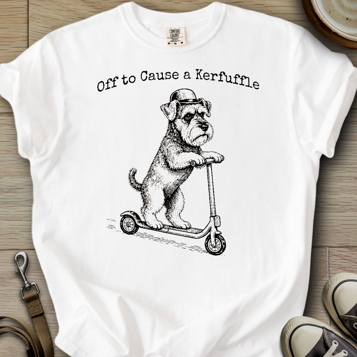 Off to Cause a Kerfuffle - Schnauzer T-Shirt