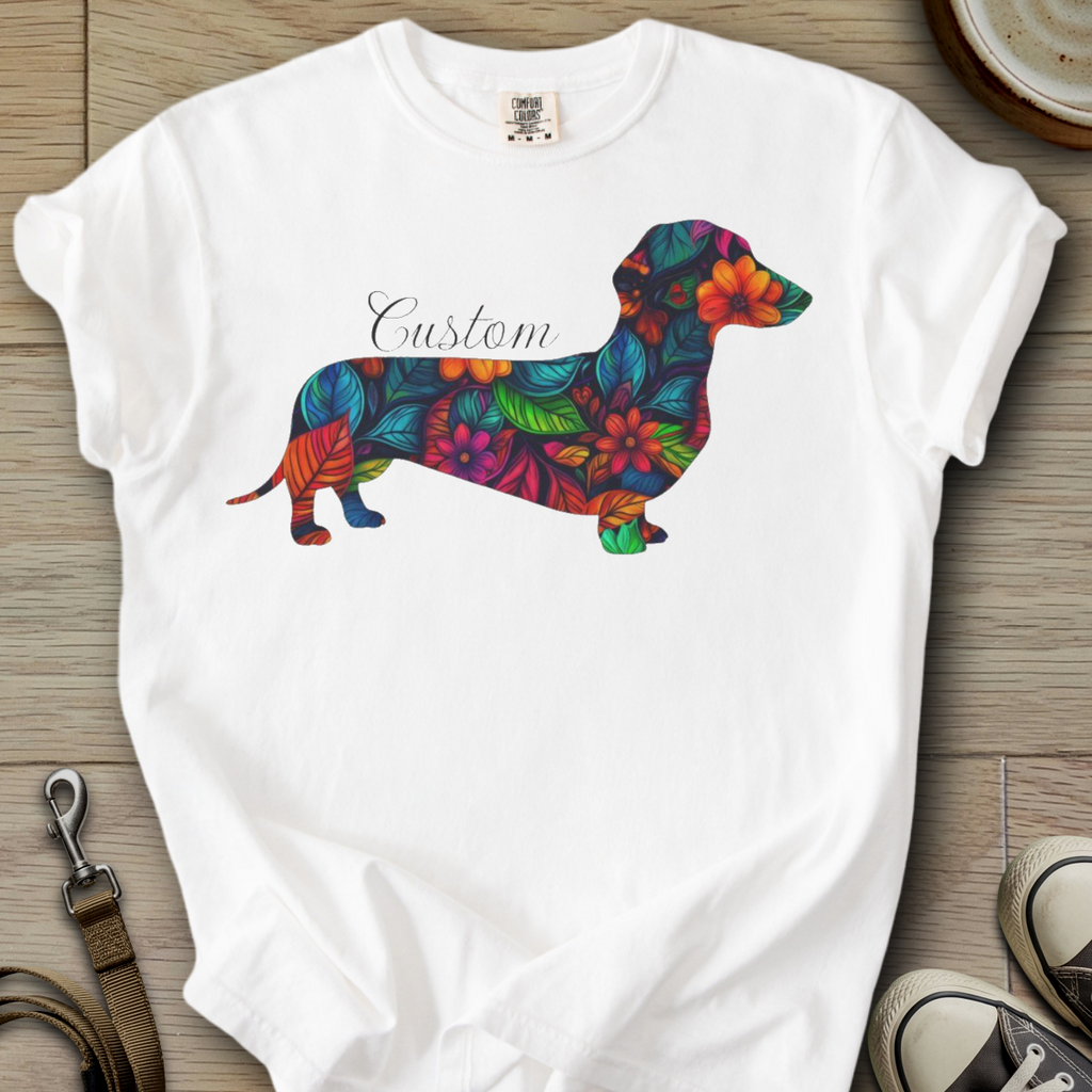 Personalized Name dog silhouette - Doxie T-Shirt