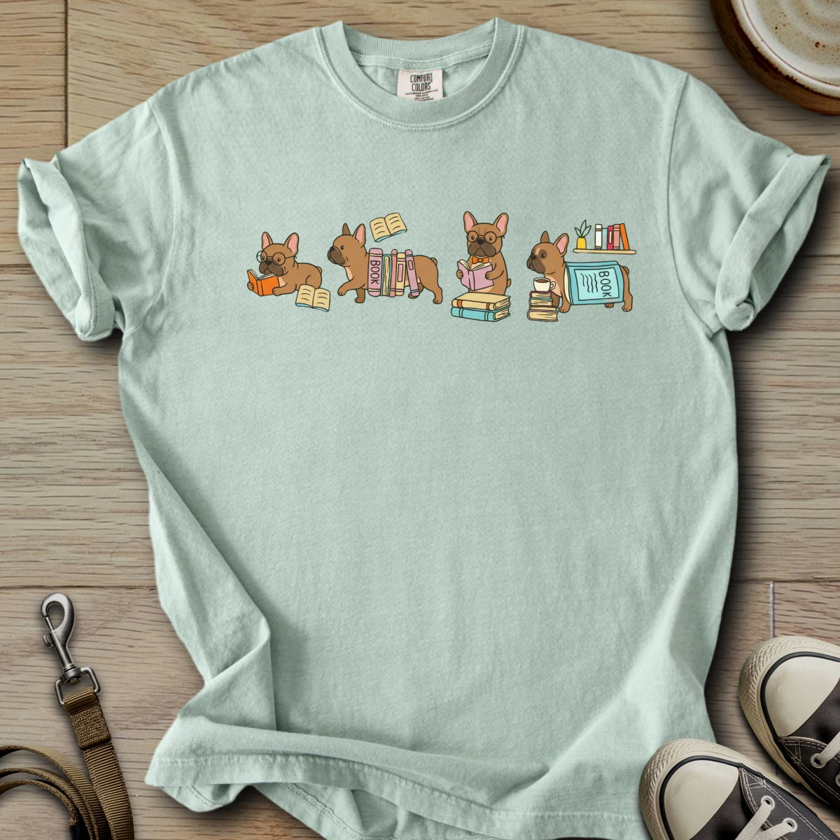 Frenchie and Books T-Shirt