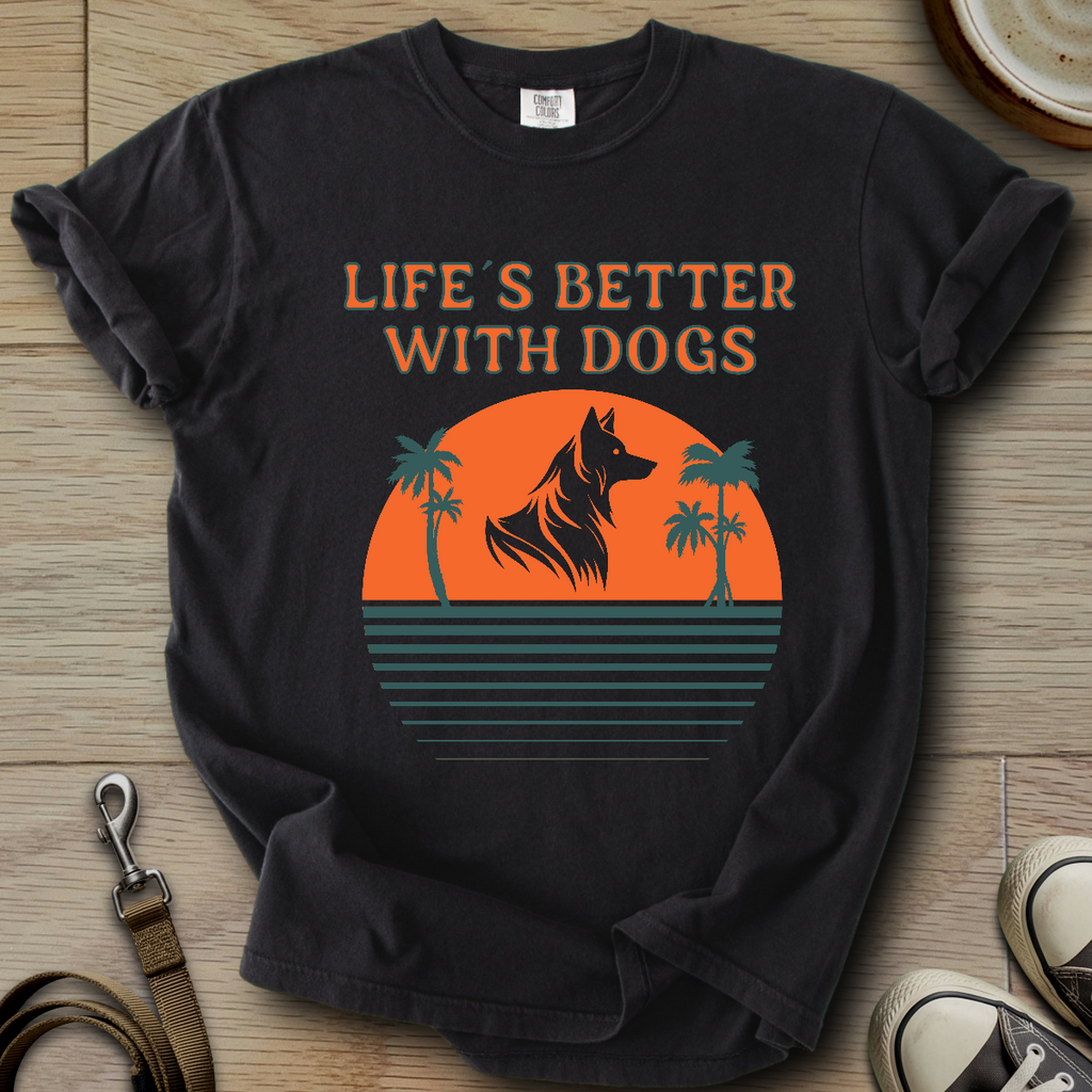 Life is Better W/Dogs - Collie T-Shirt