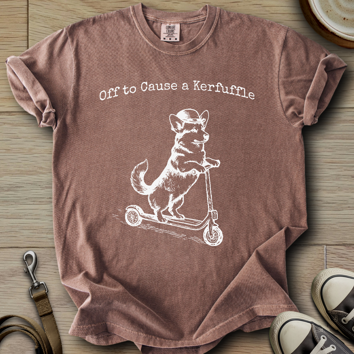 Off to Cause a Kerfuffle - Corgi T-Shirt