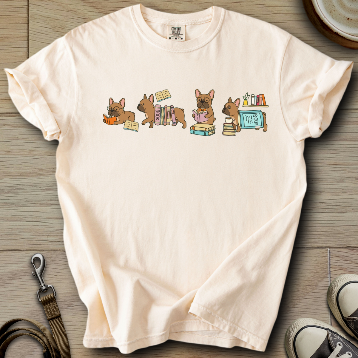 Frenchie and Books T-Shirt