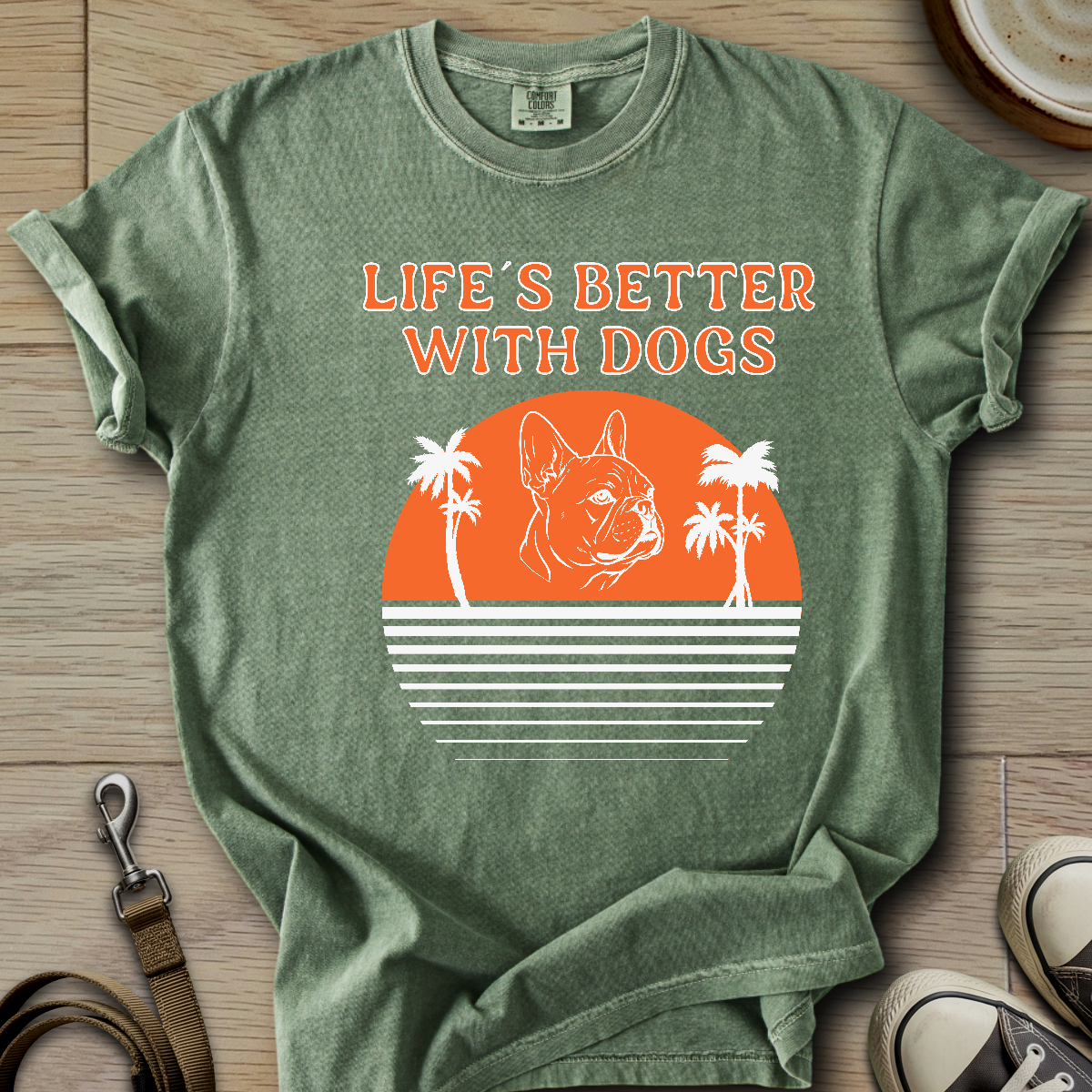 Life is Better W/Dogs - Frenchie T-Shirt