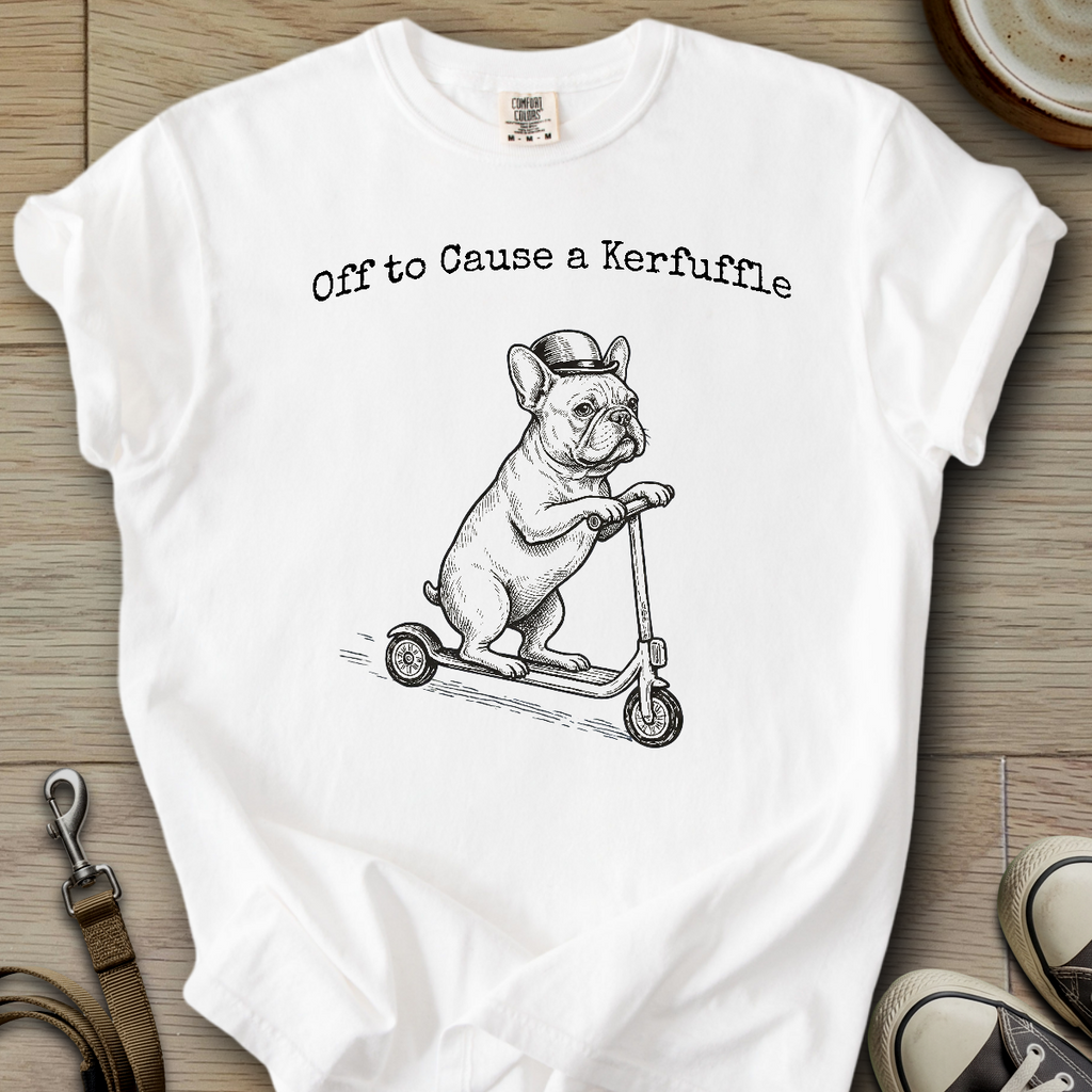 Off to Cause a Kerfuffle - Frenchie T-Shirt